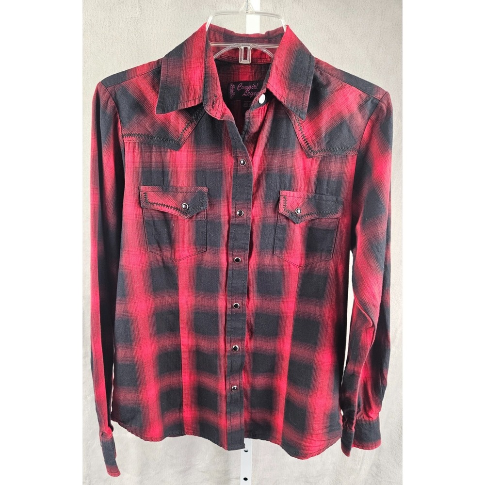 Cowgirl Legend Plaid Western Snap Button Shirt Women's Size Small 100% Cotton